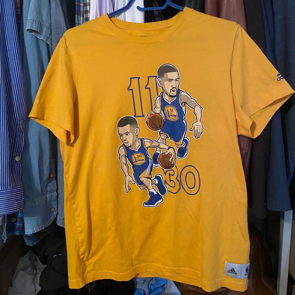 adidas Yellow Golden State Warriors Cartoon Player Tee
